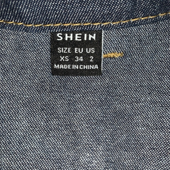 NEW WOMEN'S TIE NECK LANTERN SLEEVE DENIM BLOUSE US Size XS - Picture 7 of 7